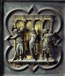 The Flagellation of Christ, femtonde panelen av North Doors of the Baptistery of San Giovanni, 1403-24 (brons)